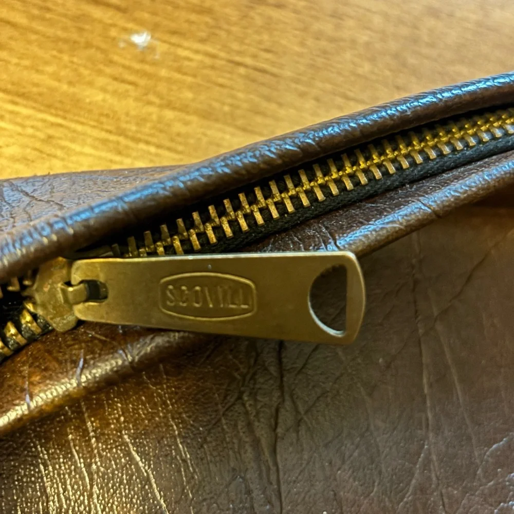 Scovill Brown Leather Clutch Bag | Vintage - Pouch -Unisex